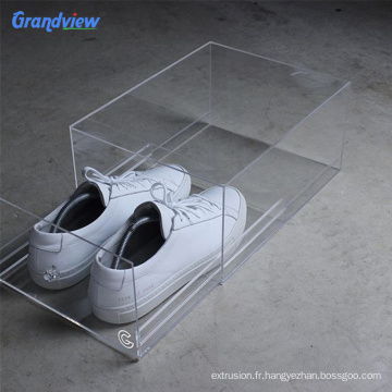 Boîte de chaussures d&#39;affichage acrylique de couleur transparente en gros pour marque haute -